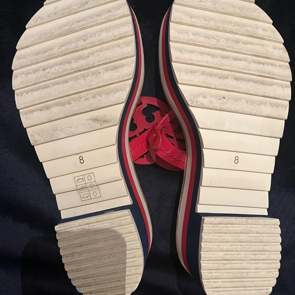Tory Burch Red Miller Logo Thong Sandals